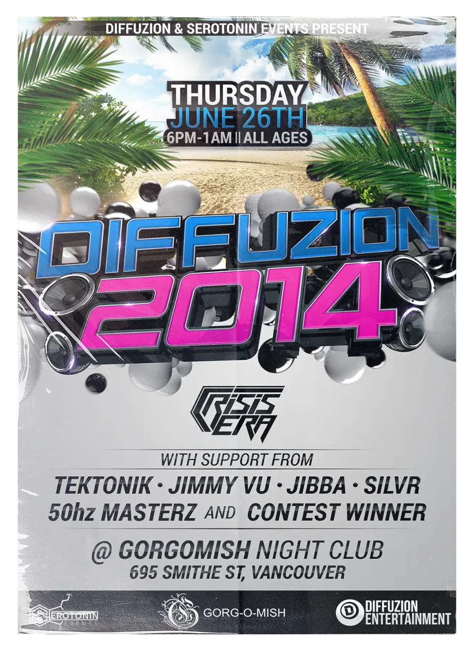 Krash1One Poster * Diffuzion 2014 - Crisis Era / Tektonik / Jimmy Vu / Jibba / Silvr / 50hz Masterz + Contest Winner