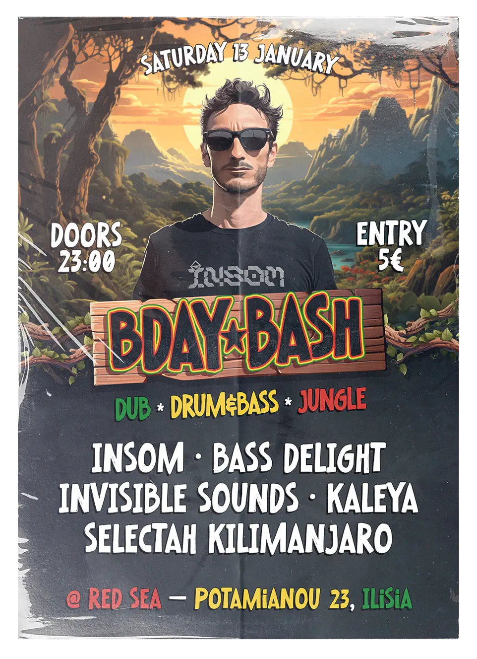 Krash1One Poster * Insom B-Day Bash - Insom / Bass Delight / Invisible Sounds / Kaleya / Selectah Kilimanjaro