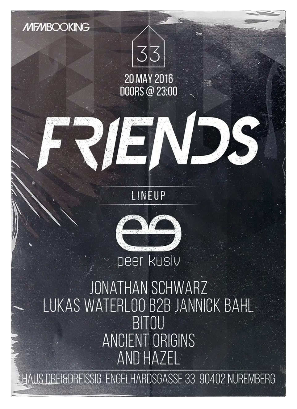 Krash1One Poster * Friends - Jonathan Schwarz - Lukas Waterloo b2b Jannick Bahl / Bitou / Ancient Origins / Hazel