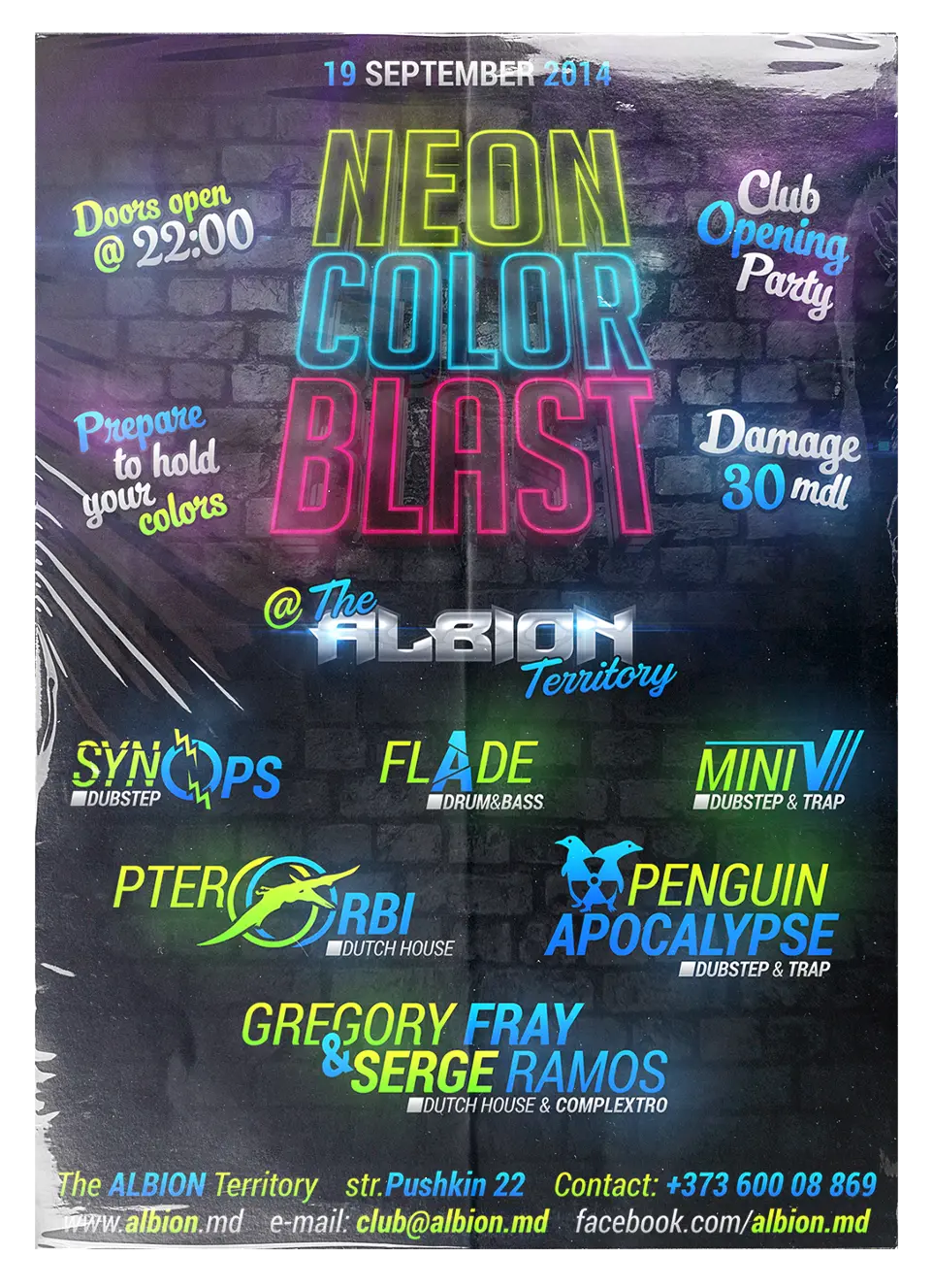 Krash1One Poster * Neon Color Blast - Synops / Flade / Mini V / Ptero Orbi / Penguin Apocalypse / Gregory Fray & Serge Ramos