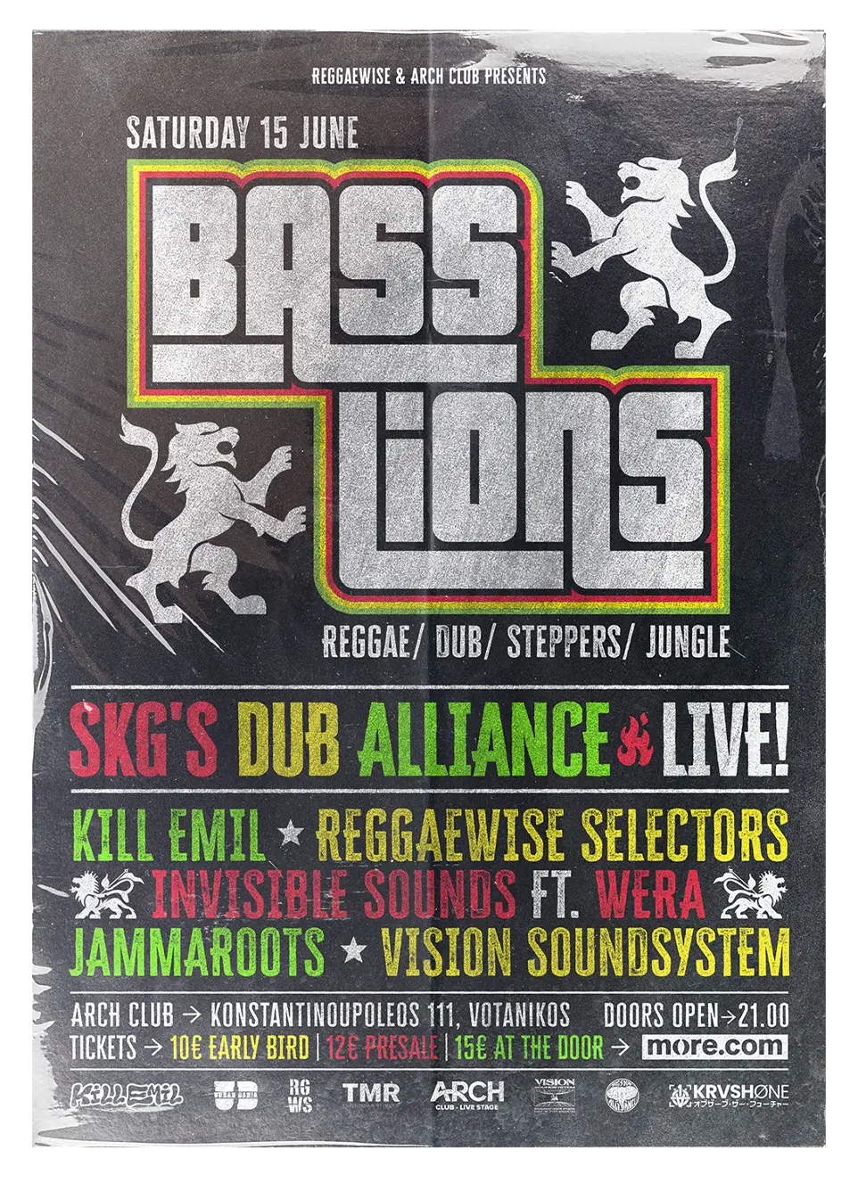Krash1One Poster * Bass Lions - SKG's Dub Alliance / Kill Emil / Reggaewise Selectors / Invisible Sounds ft. Wera / Jammaroots / Vision Soundsystem